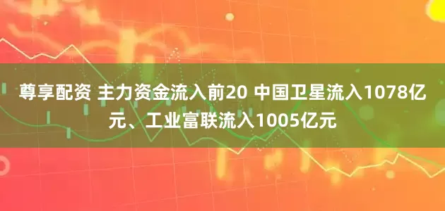 尊享配资 主力资金流入前20 中国卫星流入1078亿元、工业富联流入1005亿元